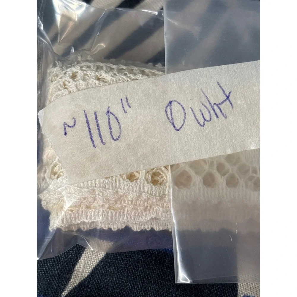 Vintage Off White Floral Rose Cotton Filet Scalloped Edge Lace Trim 110 Inches